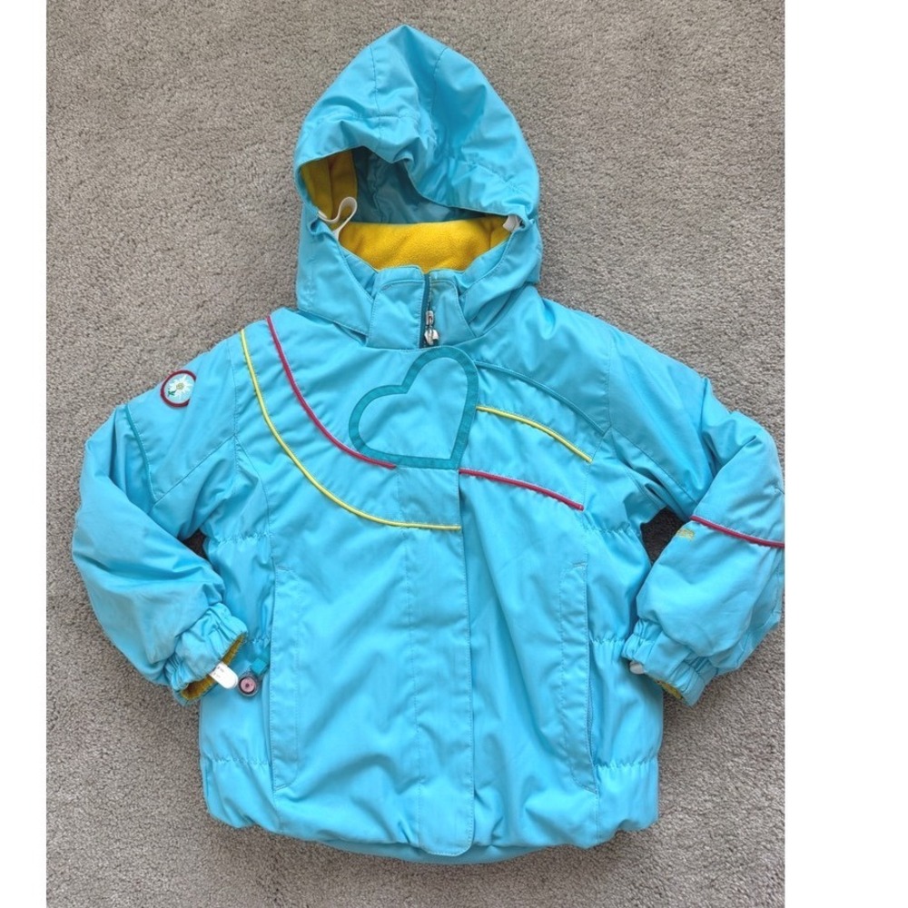 Obermeyer Vintage Kids Heart Ski Jacket Insulated Hooded Coat Size 5 w/gloves!